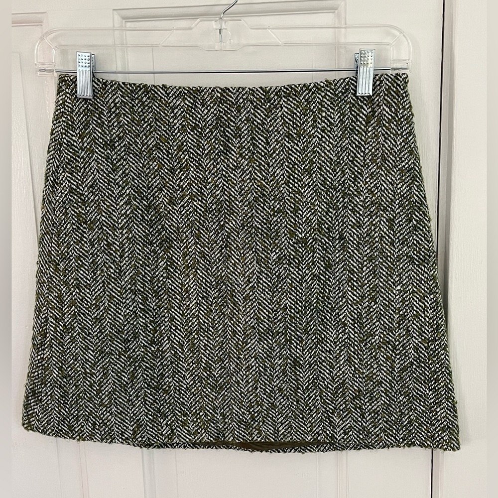 NWT J. CREW Green Tweed Wool Blend Skirt Women’s Size 6 Preppy Academia Holiday